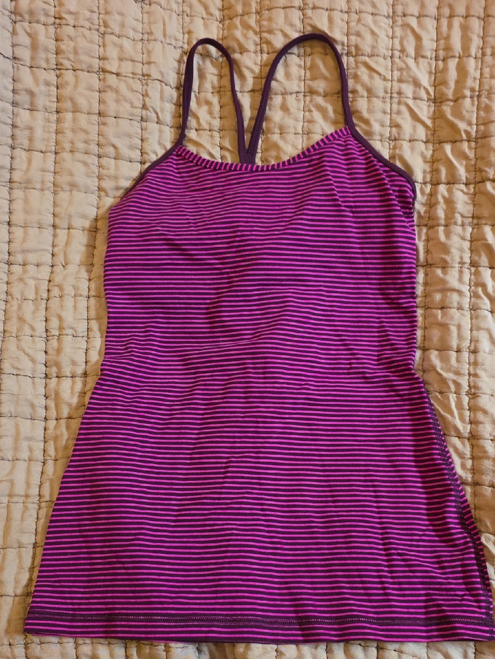 lululemon  Purple And Pink Striped Racerback Tank Slim Straps